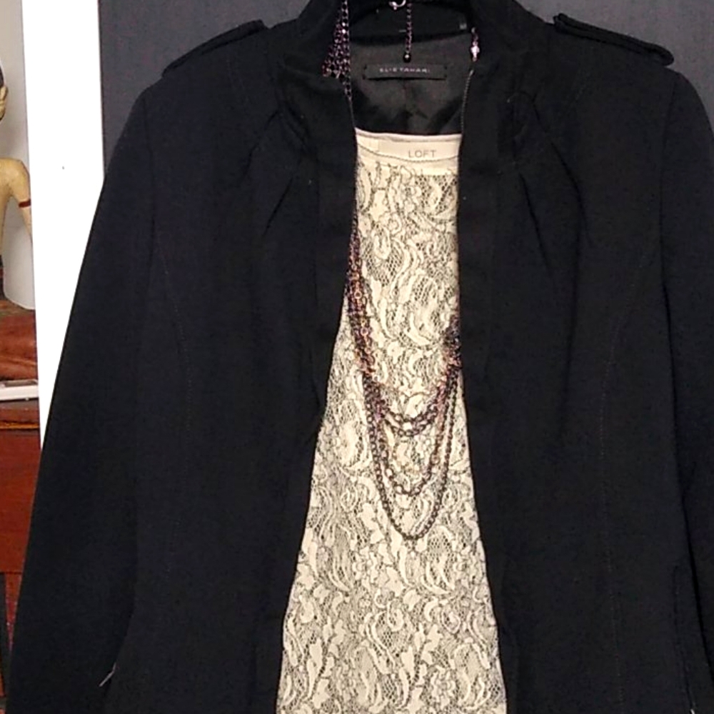 Elie Tahari military black jacket and pants suit